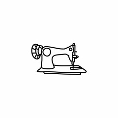 Hand drawn Vintage Sewing machine icon, simple doodle icon