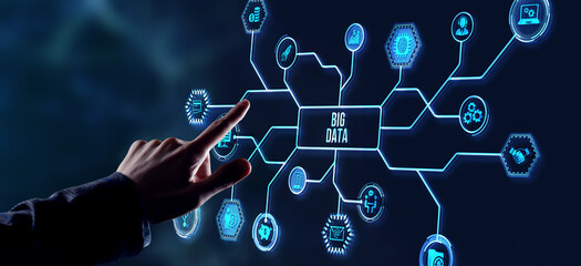 Internet, business, Technology and network concept. Big Data Internet Information. Virtual button.