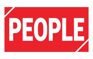 PEOPLE text written on red stamp sign.