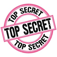 TOP SECRET text on pink-black round stamp sign