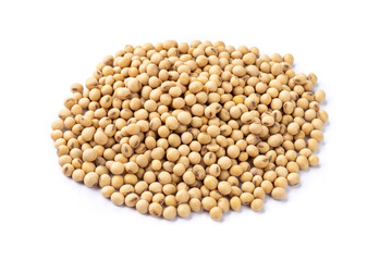 Uncooked soy beans isolated over white background