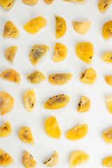 Dried passion fruit isolated on a white background.
