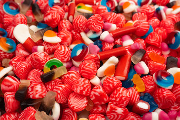 Tasty mix of jelly colorful candies.