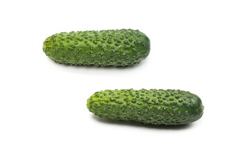 Fresh green cucomber isolated on white background.
