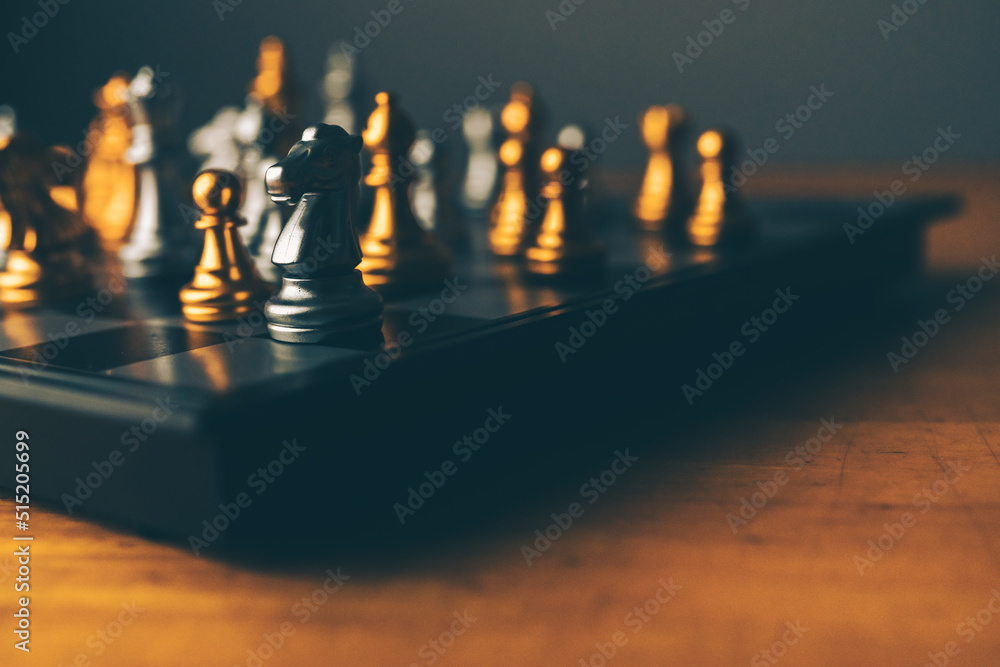 Poster chess board game to represent the business strategy with competition in the world market. and find o