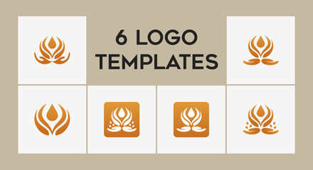 Six Hindu worship religious vector logo concepts set
