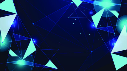 Abstract polygonal space low poly dark background with connecting dots and lines. Connection structure. Tech and science background.