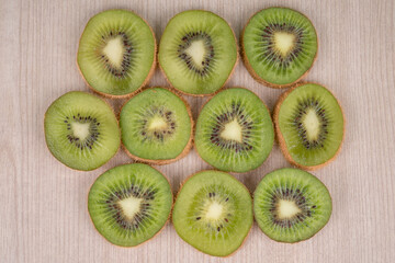 kiwi fruit on wooden background