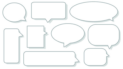 set of a blank white speech bubble, conversation box, chat box, speaking and thinking box illustration on white background perfect for your design