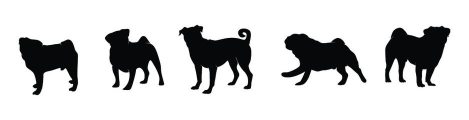 silhouette of a set dog in white background
