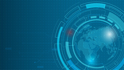 Abstract technology background and copyspace with Map world representing the global network concept, Vector illustration