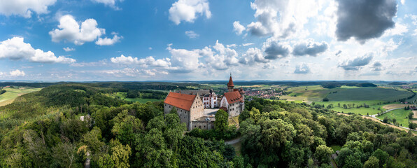 Helicopter view, Veste Heldburg, German Castle Museum, Heldburg, Bad Colberg-Heldburg, Thuringia,...