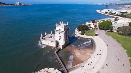 The Belem Tower (Torre de Belém) was built between 1514 and 1520 in a Manuelino style by the...