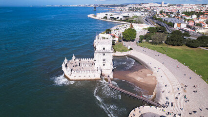 The Belem Tower (Torre de Belém) was built between 1514 and 1520 in a Manuelino style by the...