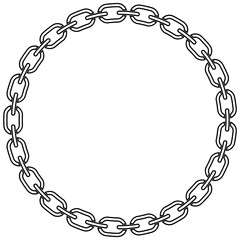 Chain round frame. Black necklace pattern. Vector illustration.