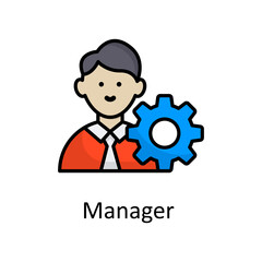 Manager vector Filled outline Icon Design illustration. Project Managements Symbol on White background EPS 10 File