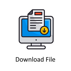 Download File vector Filled outline Icon Design illustration. Project Managements Symbol on White background EPS 10 File