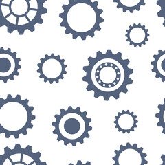 Blue gear machine mechanism seamless pattern