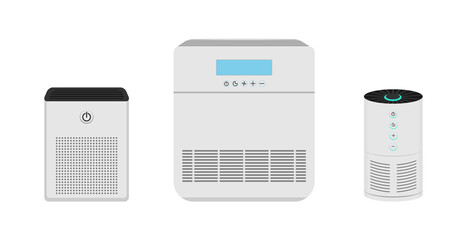 Set of air purifiers flat illustrations