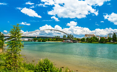 The Three Countries Bridge over the Rhine between France, Germany and Switzerland near Basel
