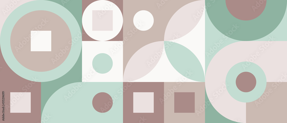 Wall mural seamless mosaic with geometric shapes in the style of scandinavian pattern, pastel background with h
