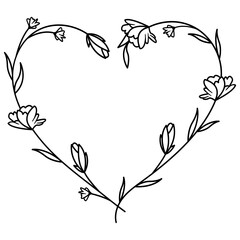 Floral heart monogram svg, Flower frame svg