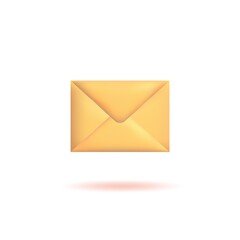 3d envelope. New message or inbox, realistic icon isolated on white background. Vector illustration