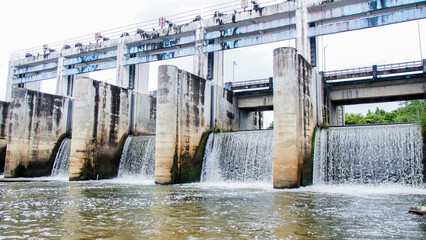 Small dams block the canals to store water for agriculture. Rural overflow dams