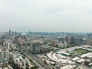 Aerial view of Tianhe CBD in Guangzhou, China