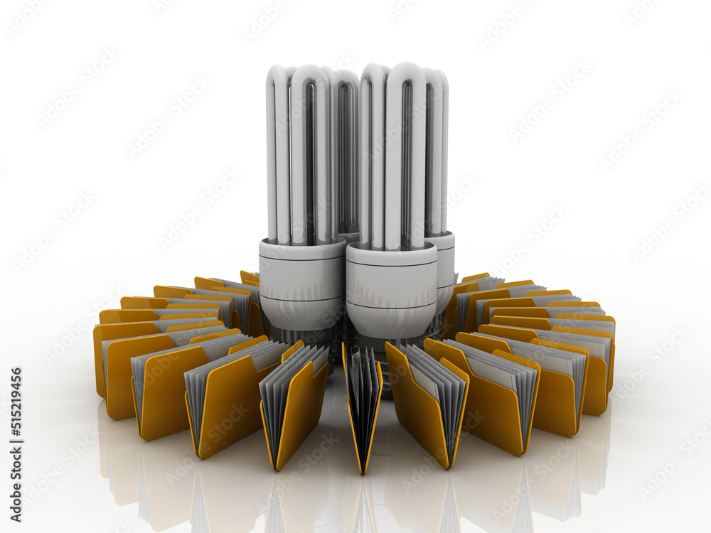 Poster 3d rendering folder network with bulb