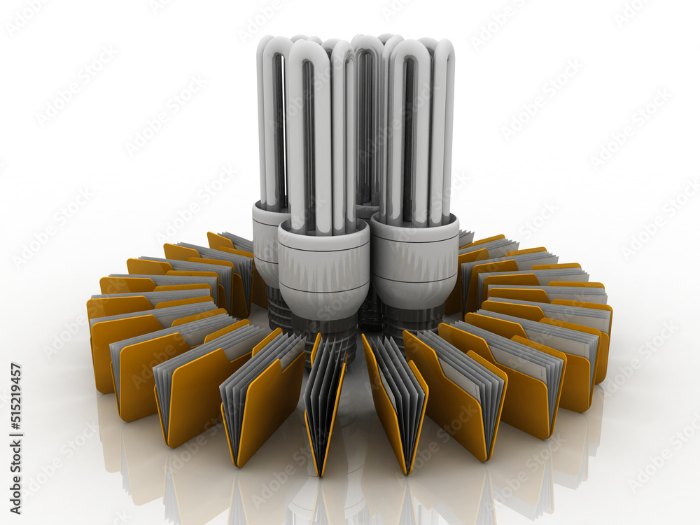 Poster 3d rendering folder network with bulb