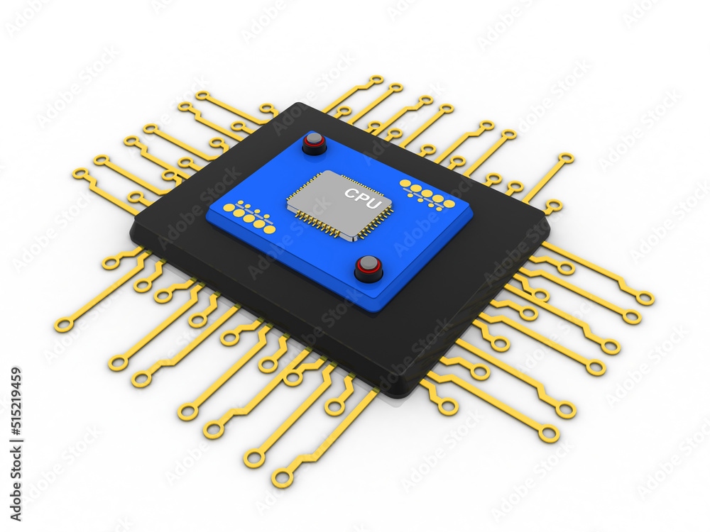 Poster 3d rendering latest computer microchips