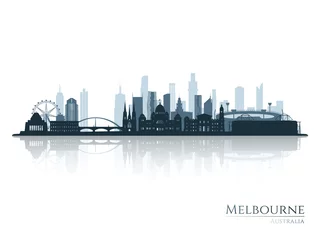Foto op Plexiglas Melbourne skyline silhouette with reflection. Landscape Melbourne, Australia. Vector illustration. © greens87