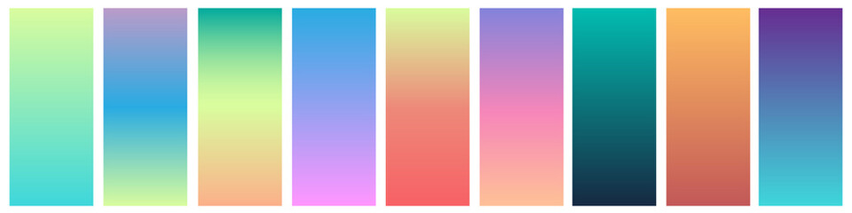 Gradient Set. Different colors. Modern Smartphone screen, mobile app Template. Design for Wallpaper, background, banner, flyer. colorful background. jpeg image jpg illustration
