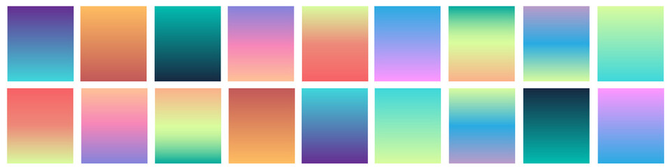 Fototapeta premium Gradient Set. Different colors. Modern Smartphone screen, mobile app Template. Design for Wallpaper, background, banner, flyer. colorful background. jpeg image jpg illustration 
