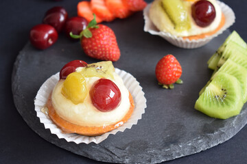 Delicious tart with fresh seasonal fruits