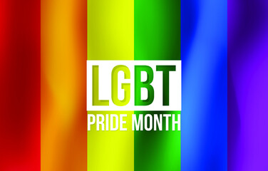 Vector illustration on the theme of LGBTQ pride month observed each year during February. LGBT written on rainbow flag.
