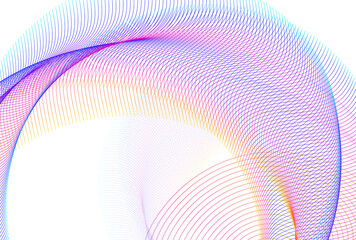 Abstract spiral rainbow design element on white background of twist lines. Vector Illustration eps 10. Colourful waves with lines created using Blend Tool. Templates for multipurpose presentation