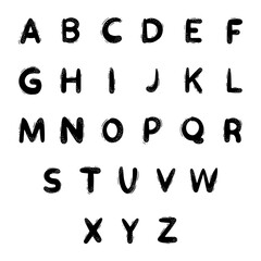 set of letters, set of isolated letters on a black background, black and white alphabet, black and white alphabet set