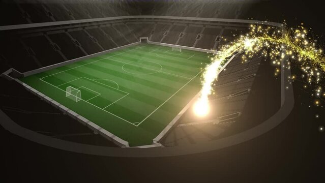 Animation of star with fireworks over sport stadium
