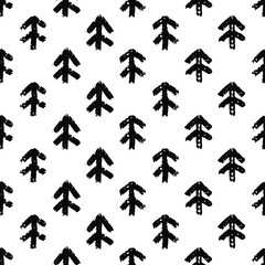 Seamless geometric pattern with stripes. Grunge ink dirty texture. Black paint dry brush stripes. Abstract wallpaper design. Print for fabric, textile