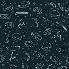 Trendy vector Fast Food pattern for cafe. 