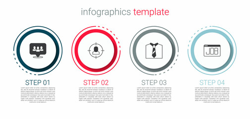 Set Project team base, Head hunting, Tie and Search job. Business infographic template. Vector