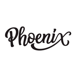 Phoenix. Hand lettering text, vector typography for posters, cards, stickers