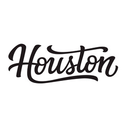 Houston. Hand lettering text, vector typography for posters, cards, stickers
