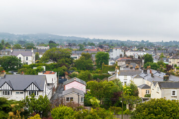Aerial view of Dun Laoghaire, Dublin county, Ireland, in a cloudy day