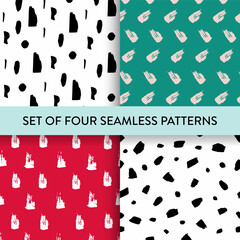 Set of pattern with rough, cutout shapes and dots.