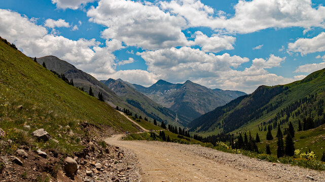 Animas Mountain Loop Trail; an iconic off-highway vehicle (OHV) trail through the mountains of Colorado; concepts of open road, adventure and road less traveled
