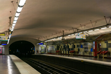 Paris subway tracks in France