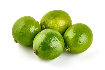 Fresh Lime with slice, isolated on white background.